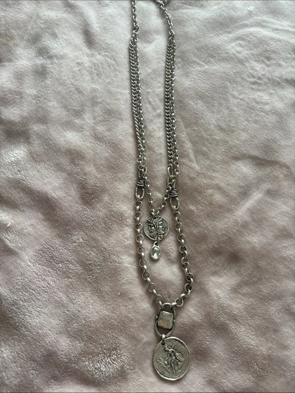 Free People Silver-Tone Layered Coin Pendant Necklace
